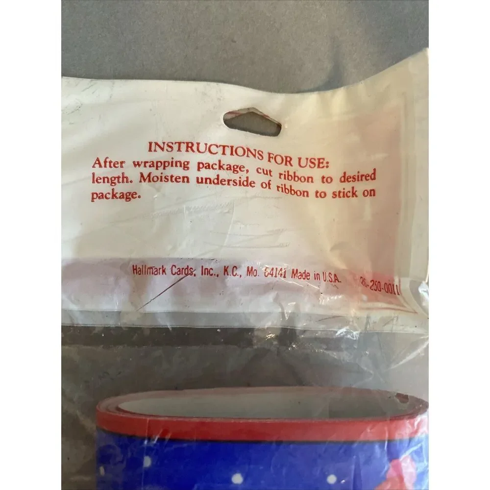 Vintage Christmas Hallmark Paper Ribbon Red White 5yds.‎ Lot of 2. Some Missing